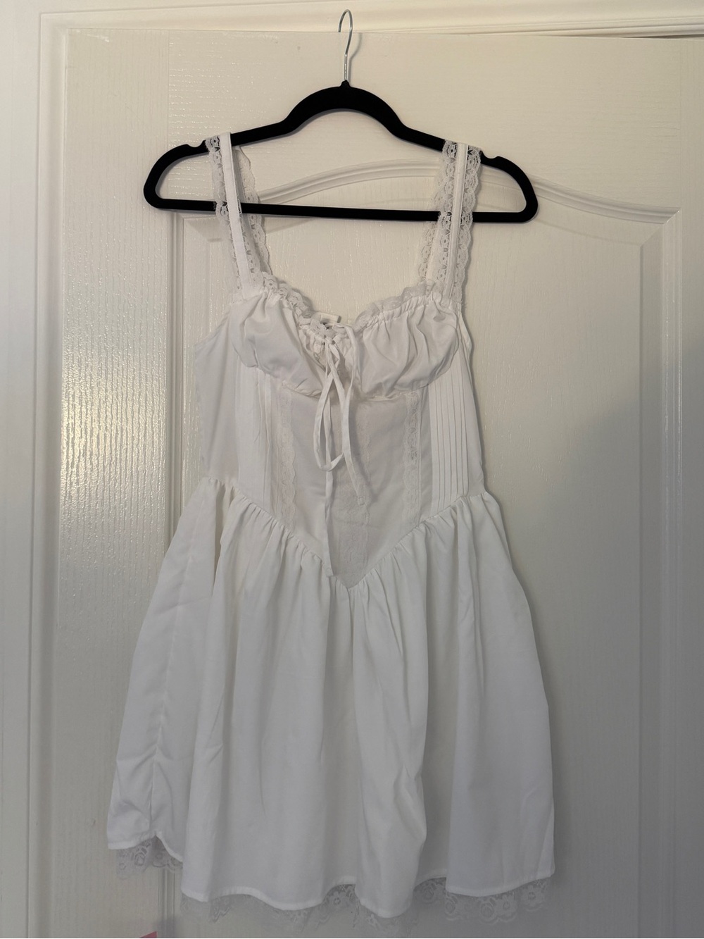 PrettyLittleThing White Lace Trim Babydoll Slip Dress